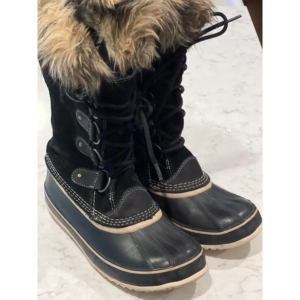 Sorel Women’s Joan of Arc Faux Fur‎ Waterproof Winter Snow Boots Size 11 Black